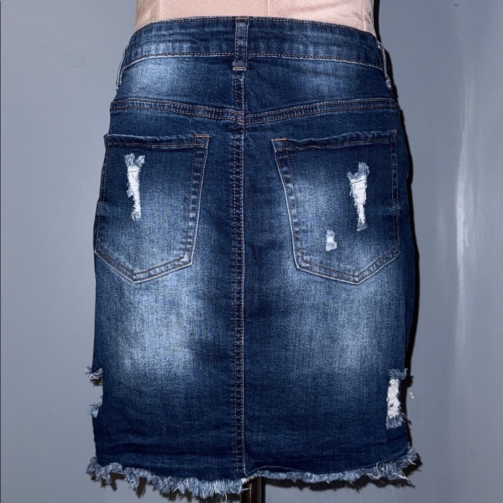 Wax Jeans Distressed Denim Mini Skirt – Size 2XL - Thumbnail 4