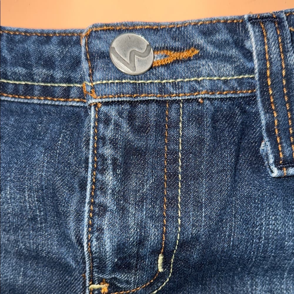 Hippie Distressed Denim Mini Skirt – Size 26 - Thumbnail 2