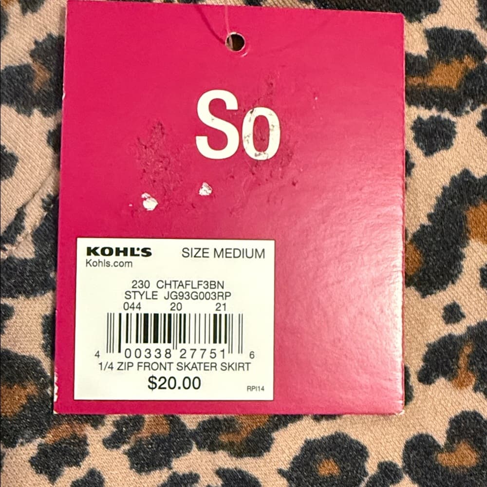 SO Leopard Print Skirt with Zipper Detail - Size Medium - Thumbnail 3