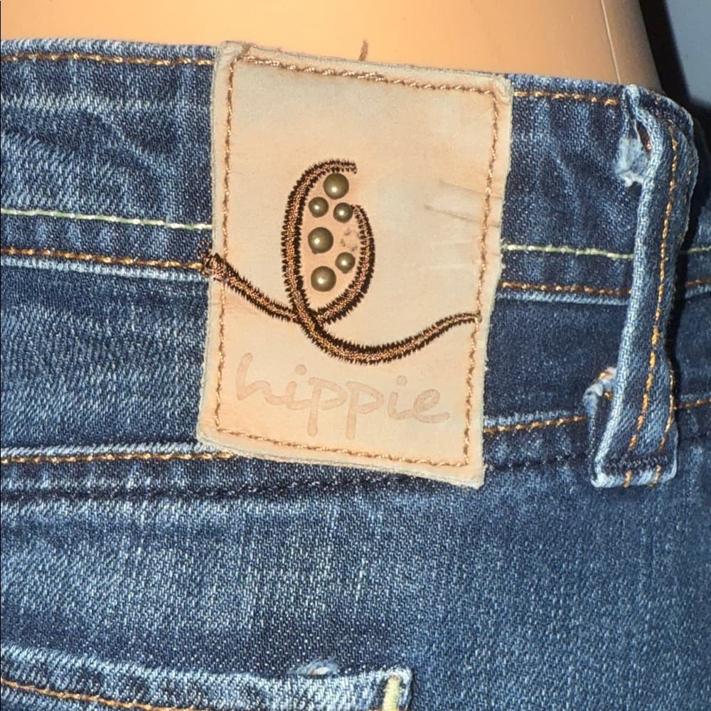 Hippie Distressed Denim Mini Skirt – Size 26 - Thumbnail 6