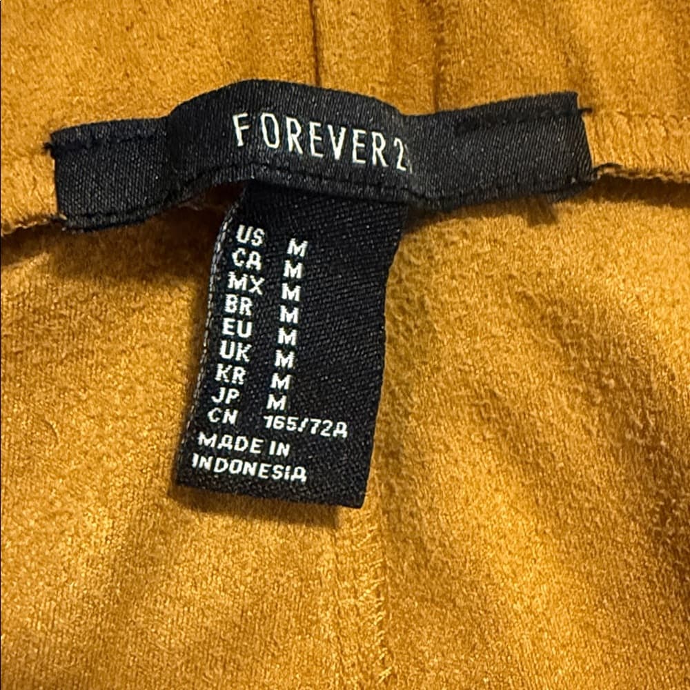 Forever 21 Mustard Faux Suede Button-Front Skirt - Size Medium - Thumbnail 3