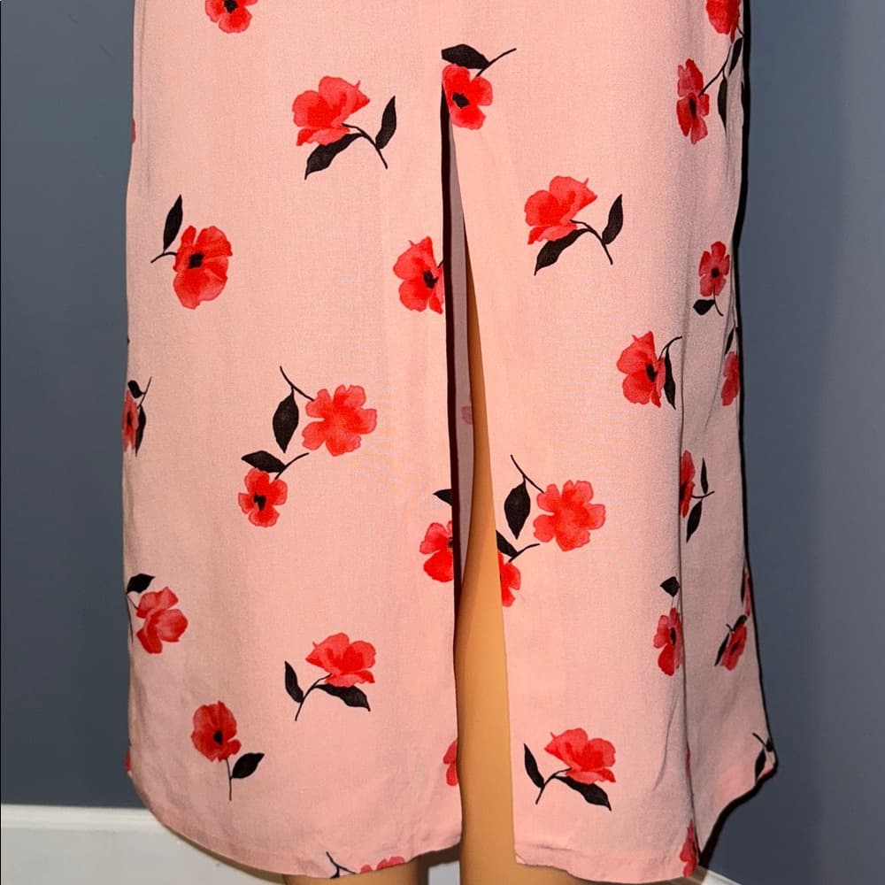 Zara Pink Floral Midi Skirt - Size Small - Thumbnail 2