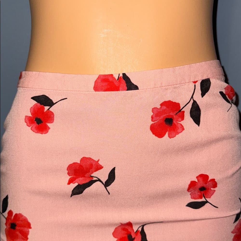 Zara Pink Floral Midi Skirt - Size Small - Thumbnail 4