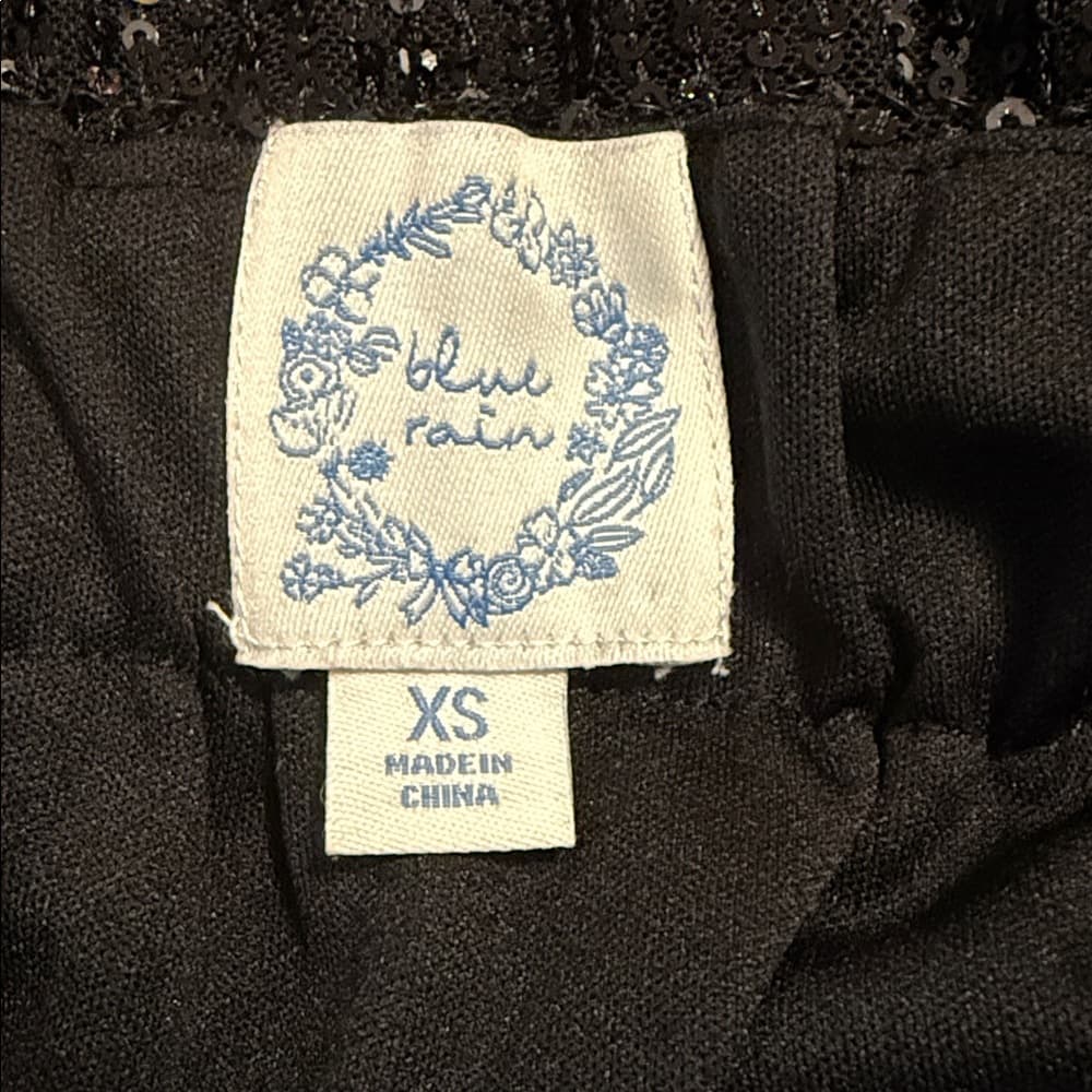 Elegant Blue Rain Black Sequin Skirt – Size XS - Thumbnail 3