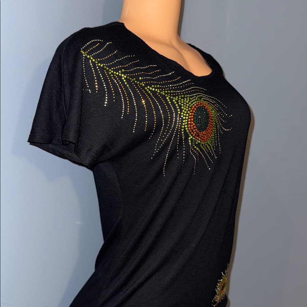 Stylish Black Ruched Dress with Rhinestone Accents - Size medium - Thumbnail 5