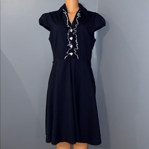 Chic Yellow Star Navy Dress - Size Large - Thumbnail 6