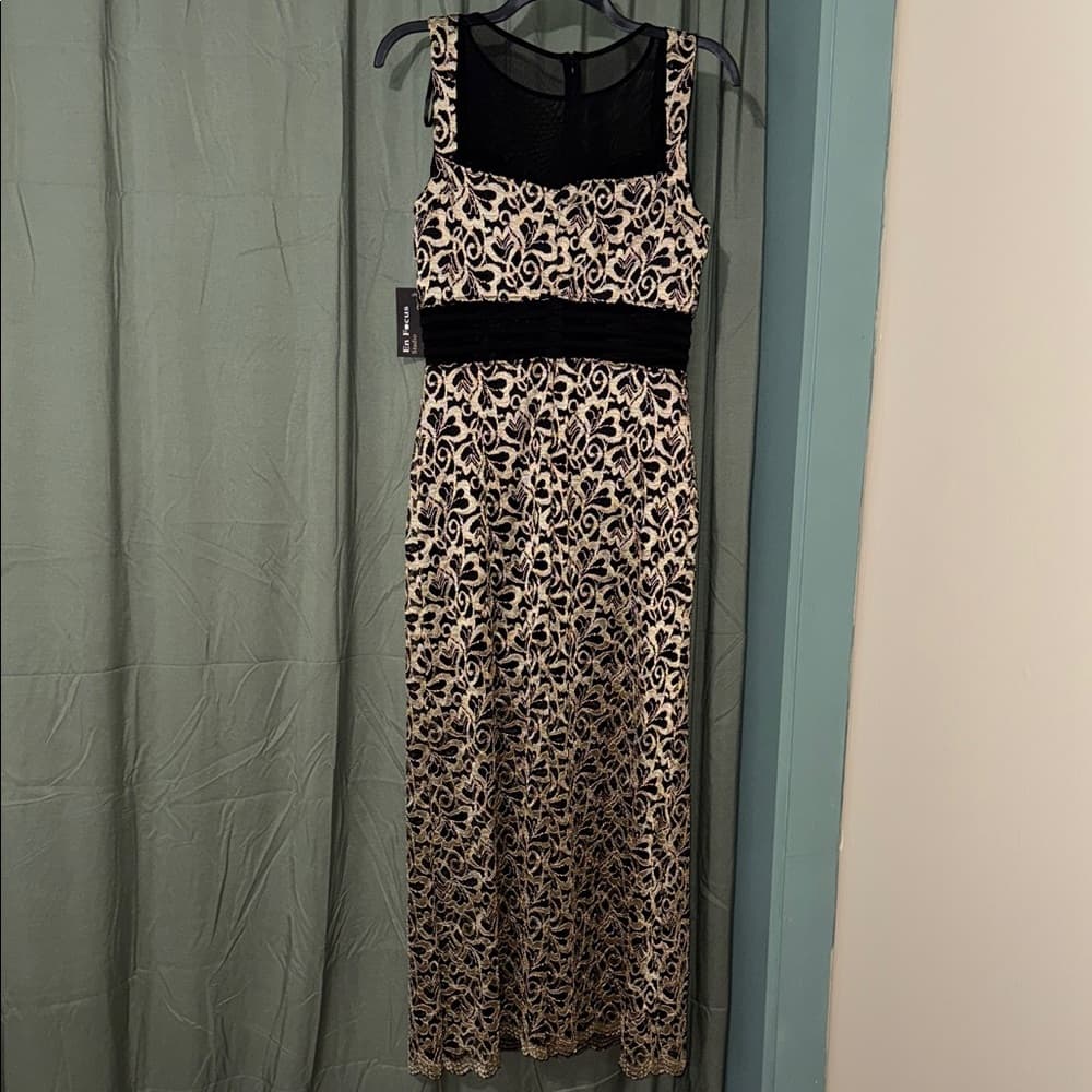 Enfocus Studio Black and Gold Floral Maxi Dress - Thumbnail 5