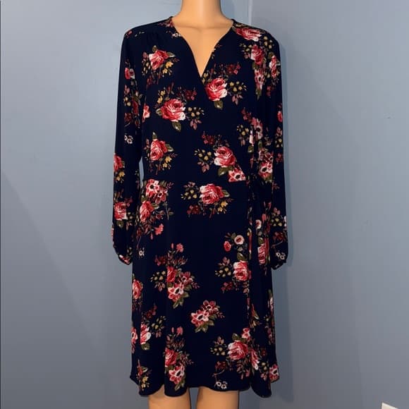 Navy blue floral dress - Thumbnail 7