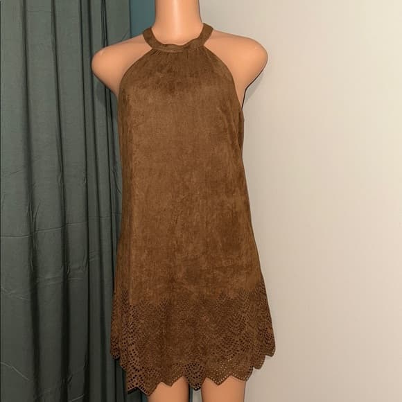Brown Halter Neck Dress - Thumbnail 8