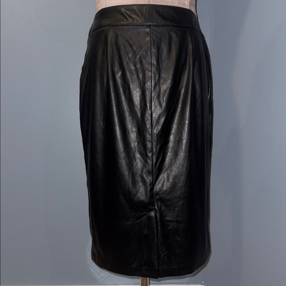 SOHO Faux Leather Pencil Skirt with Tie Belt - Size Large - Thumbnail 3