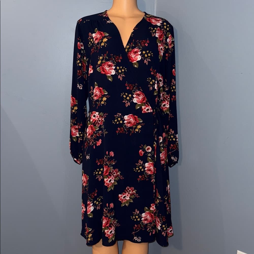 Navy blue floral dress - Thumbnail 6