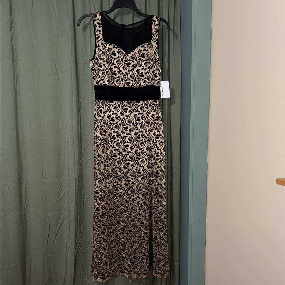 Enfocus Studio Black and Gold Floral Maxi Dress - Thumbnail 12