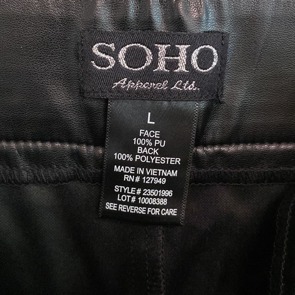 SOHO Faux Leather Pencil Skirt with Tie Belt - Size Large - Thumbnail 4