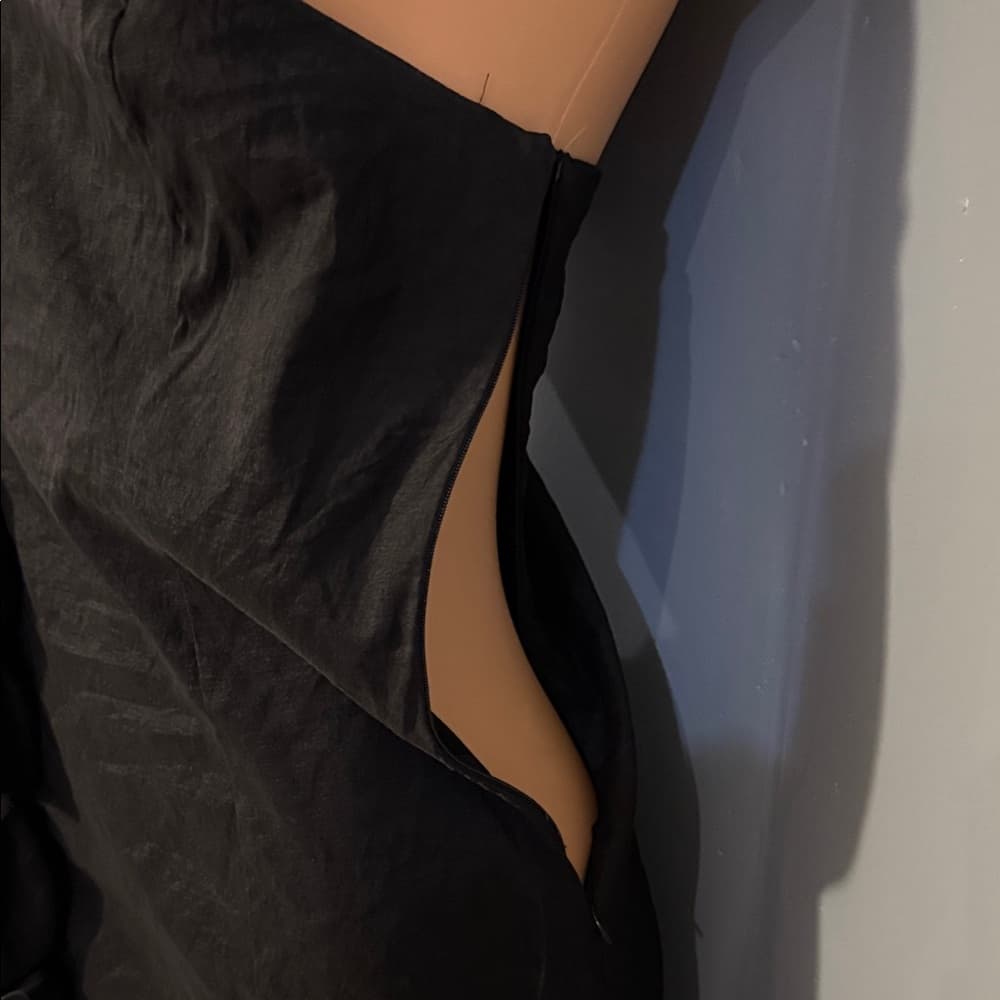 Snap Black One-Shoulder Ruffle Dress - Thumbnail 4