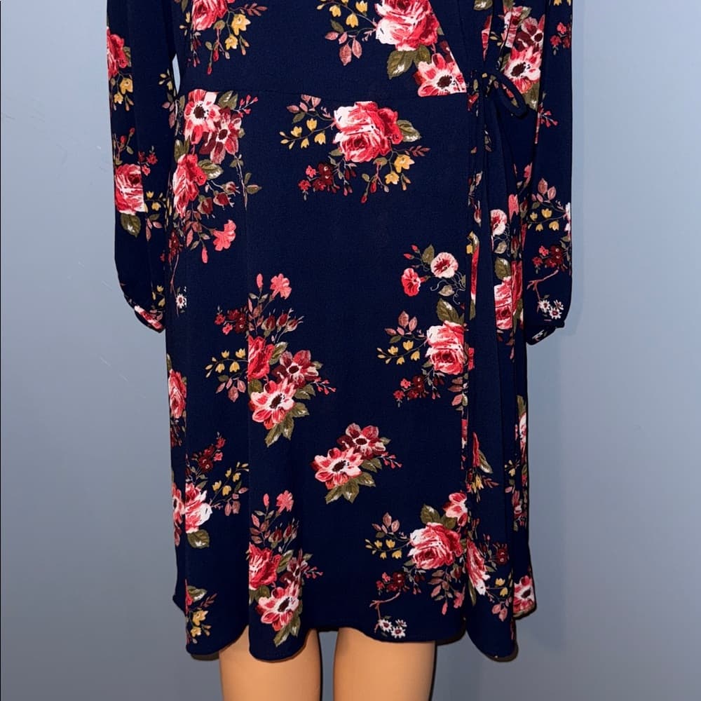 Navy blue floral dress - Thumbnail 2