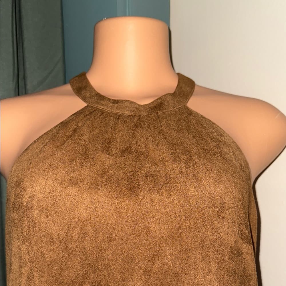 Brown Halter Neck Dress - Thumbnail 3