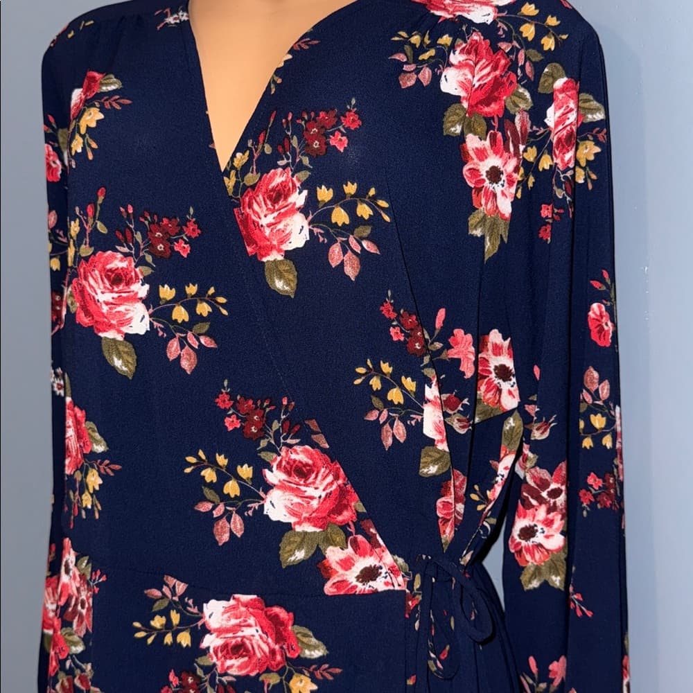 Navy blue floral dress - Thumbnail 3