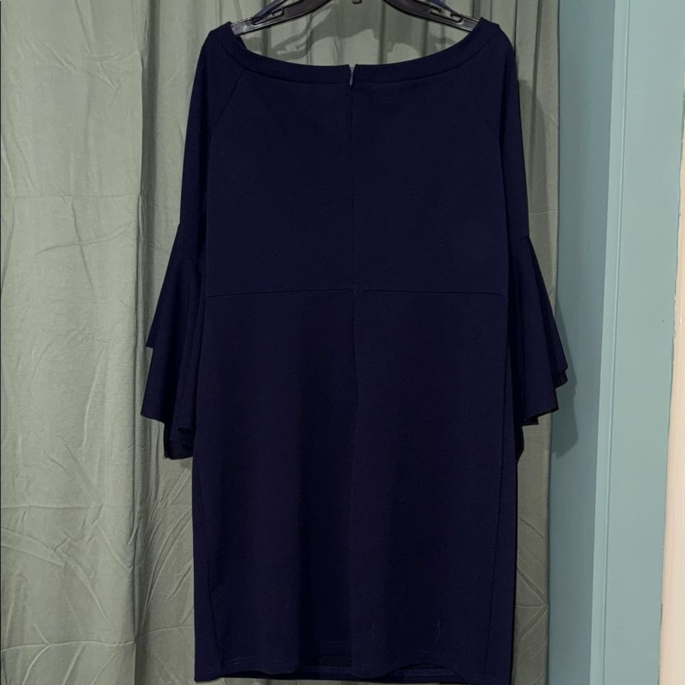 She + Sky Elegant Navy Long Sleeve Dress - Thumbnail 2