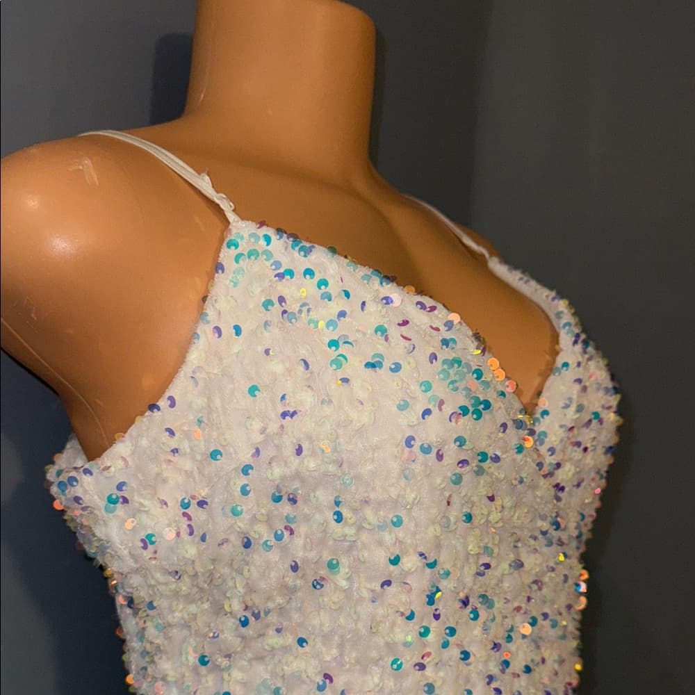 Elegant Sequin Spaghetti Strap Dress - Thumbnail 3