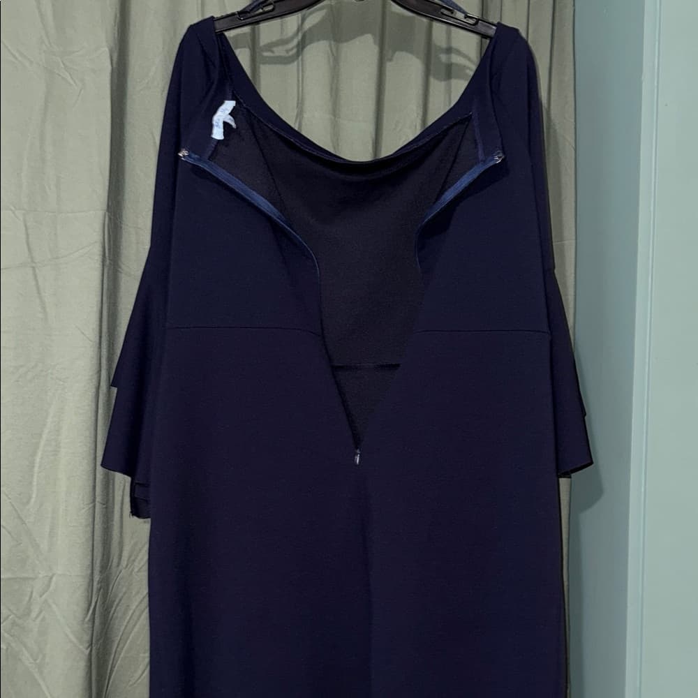 She + Sky Elegant Navy Long Sleeve Dress - Thumbnail 3