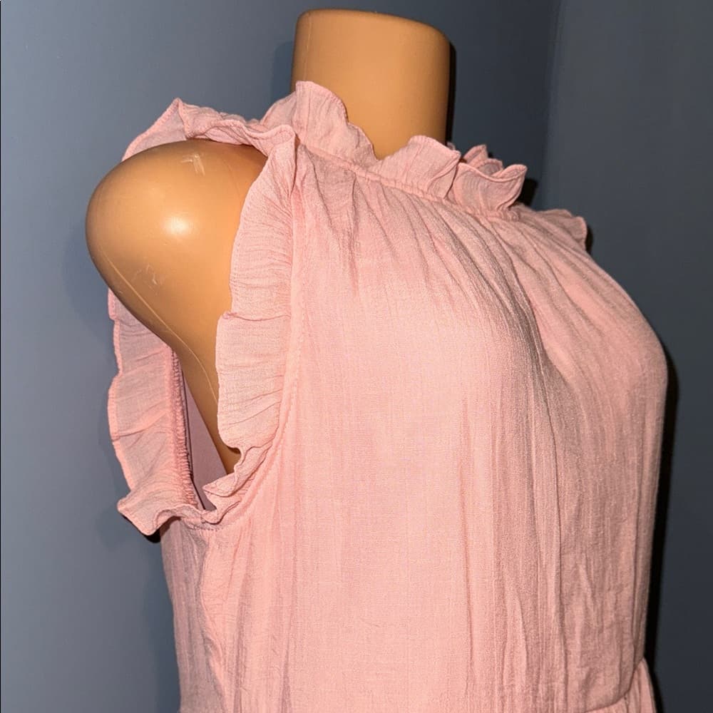 Chembery Pink Ruffle Sleeveless Dress - Size Large - Thumbnail 3