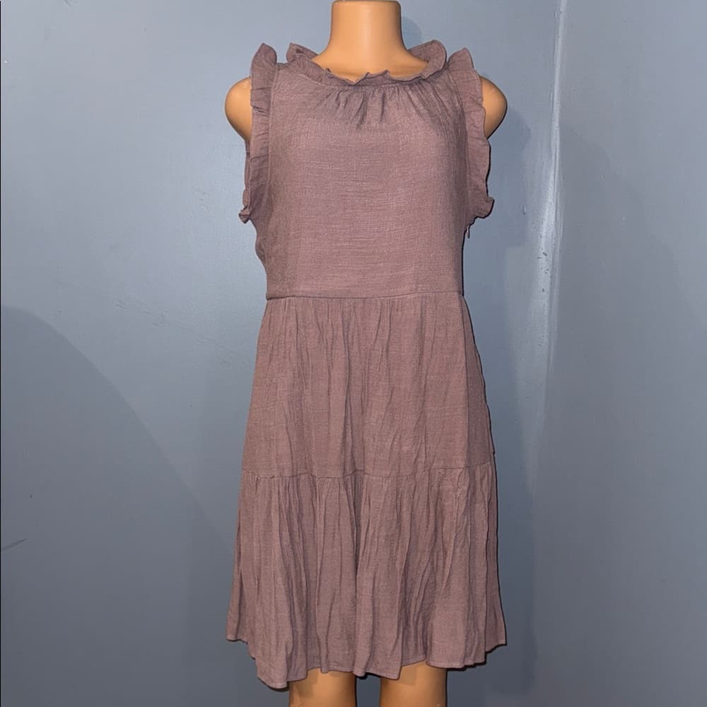 Cambery Sleeveless Ruffle Trim Dress - Size Large - Thumbnail 9