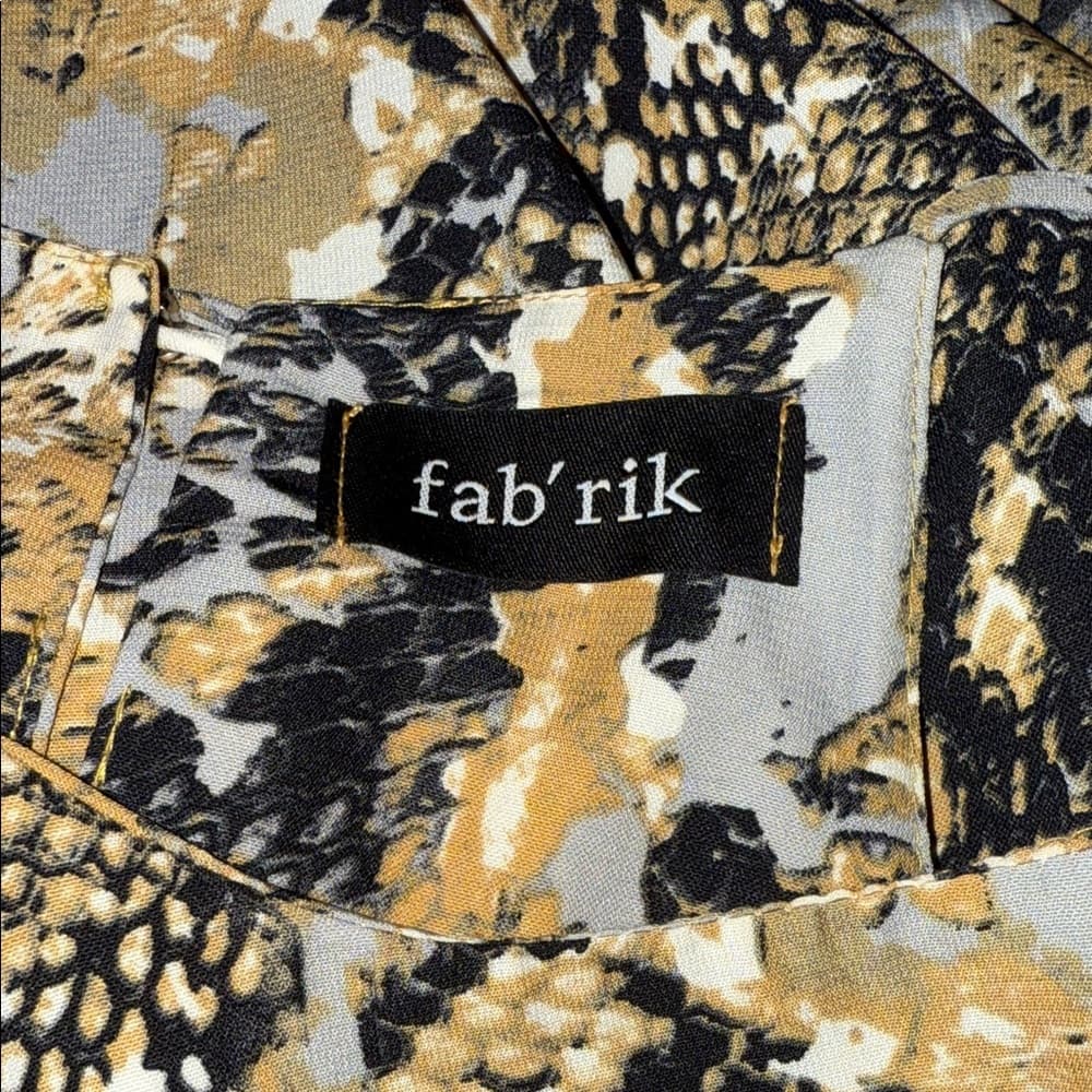 fab'rik Snake Print Mini Dress in Black, Gold, and Cream - Thumbnail 4