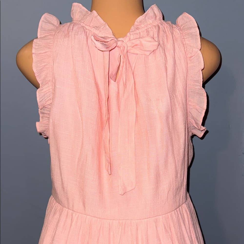 Chembery Pink Ruffle Sleeveless Dress - Size Large - Thumbnail 5