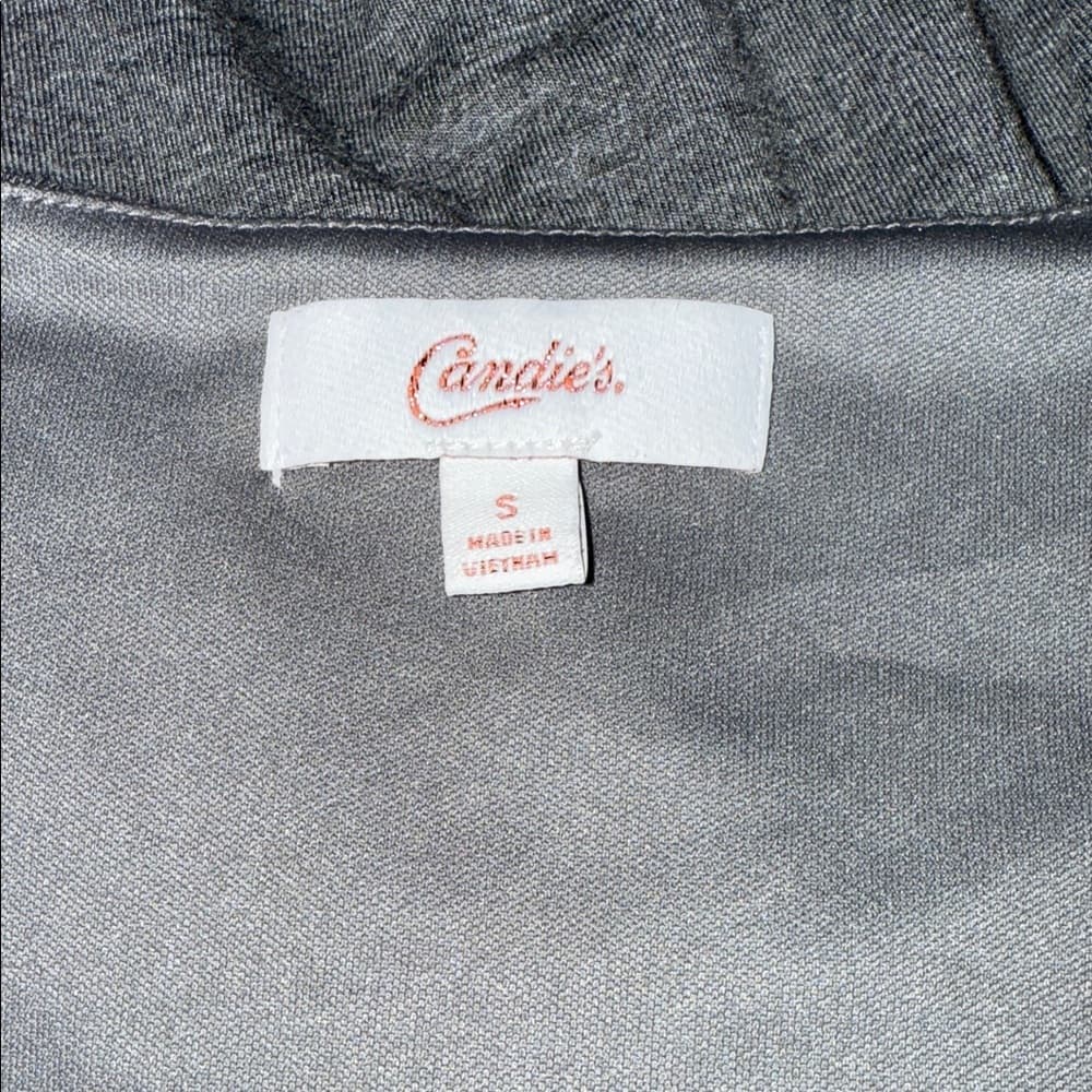 Candie's Gray Mini Dress with Floral Detail - Thumbnail 3