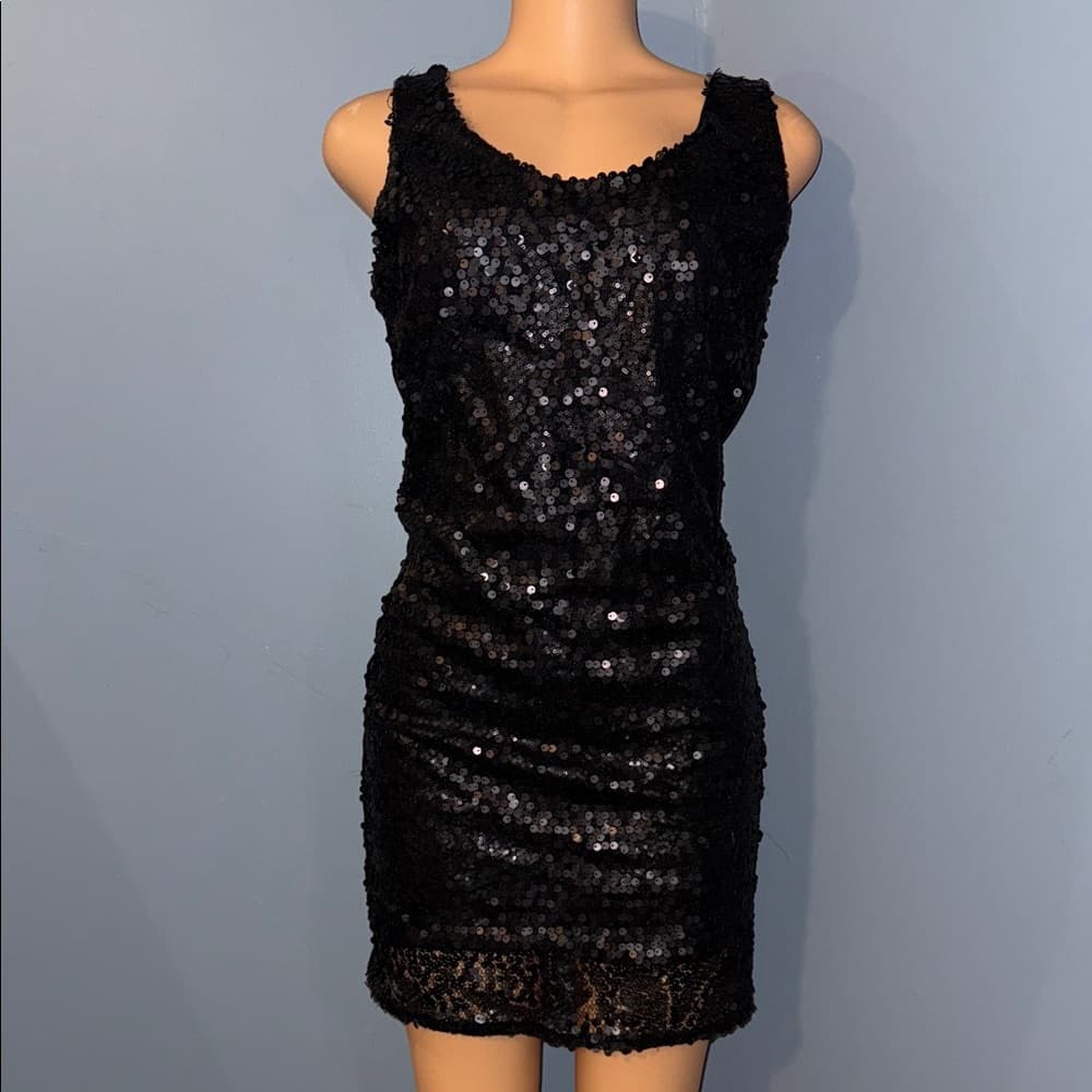 Glamorous Black Sequin Mini Dress - Thumbnail 5