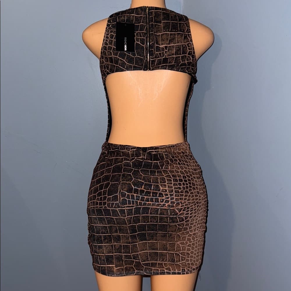 Fashion Nova Croc Print Dress - Size Large - Thumbnail 2
