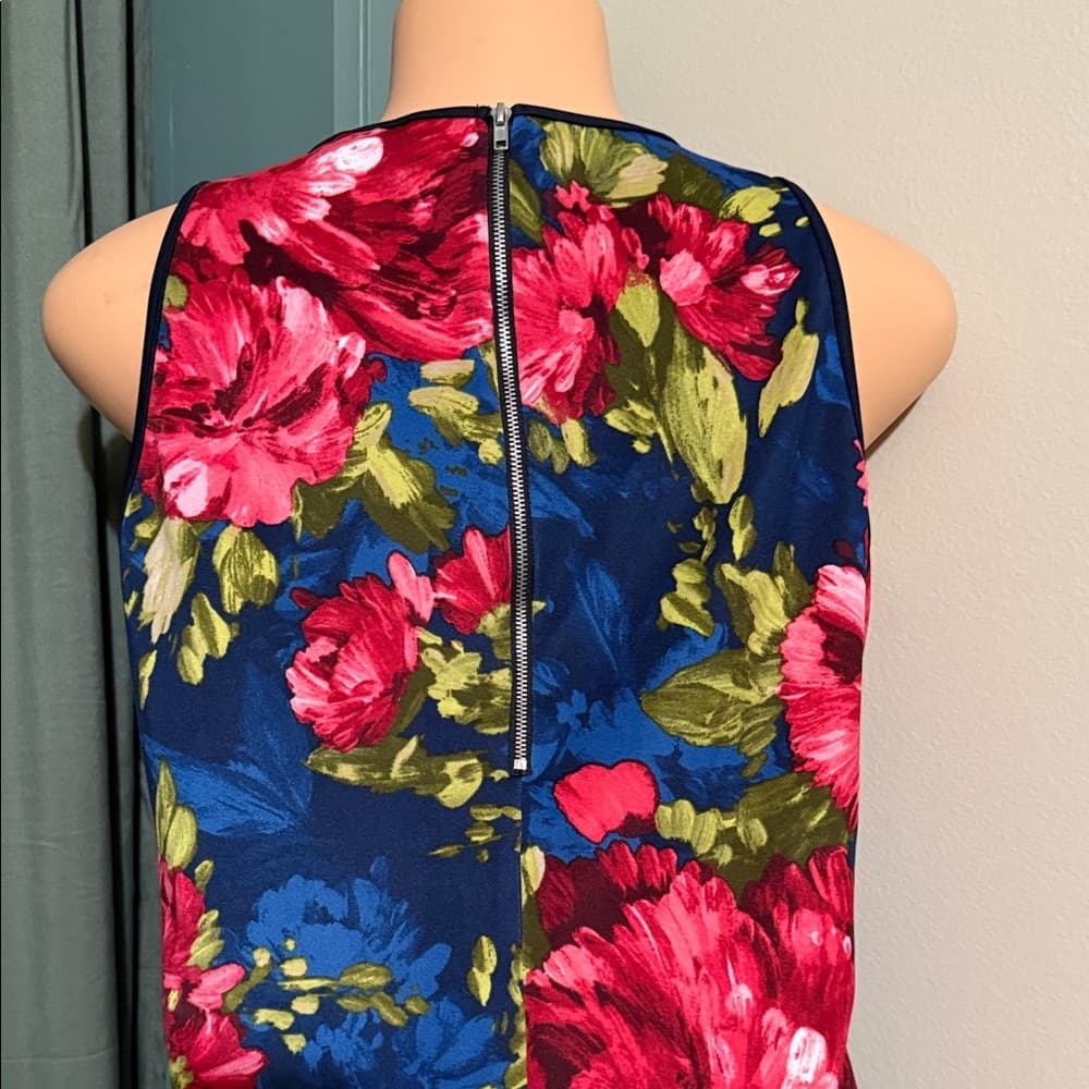 Enfocus Studio Blue and Pink Floral Midi Dress - Thumbnail 2