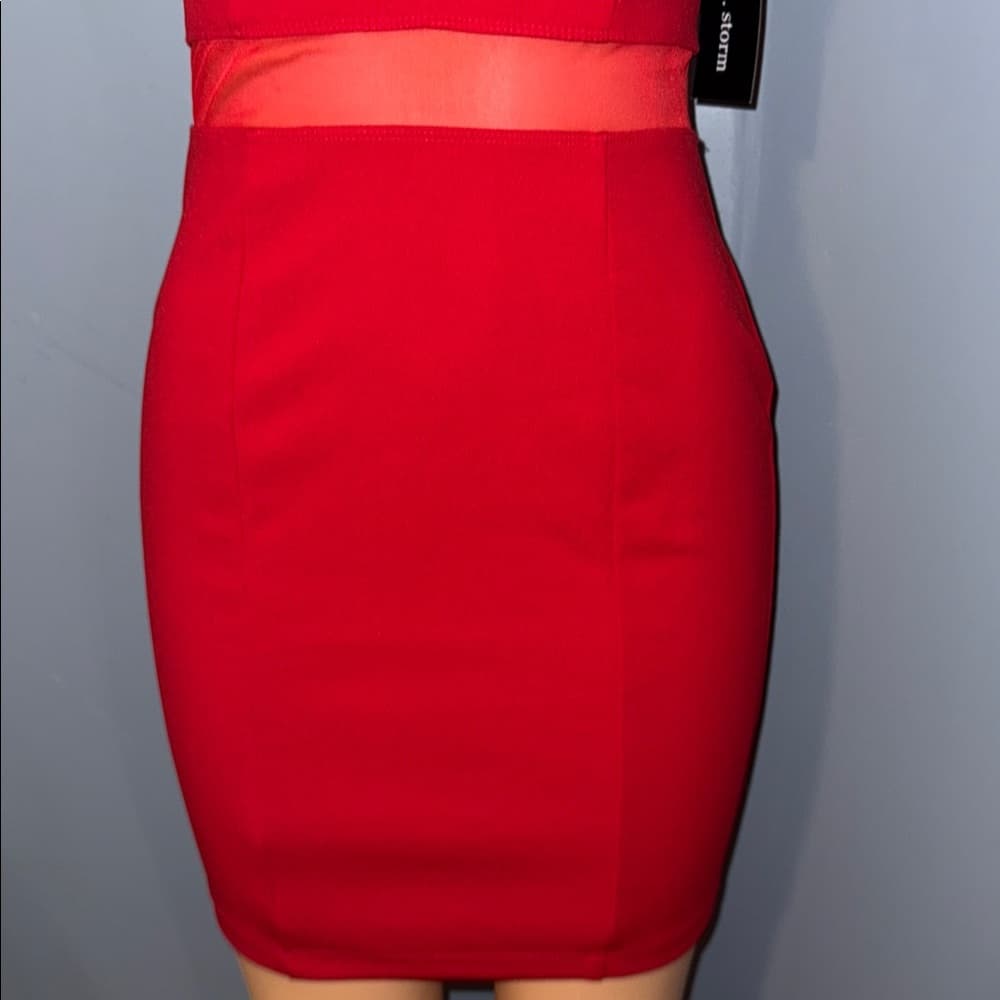 Sweet Storm Red & Sheer Dress - Thumbnail 2