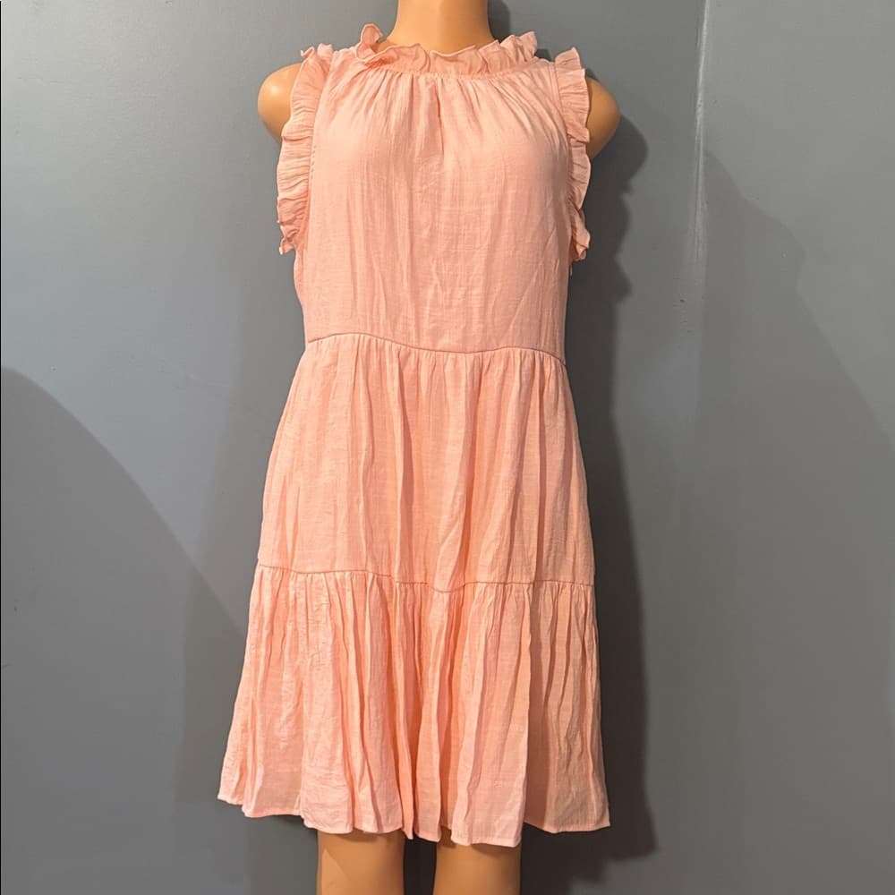 Chembery Pink Ruffle Sleeveless Dress - Size Large - Thumbnail 9