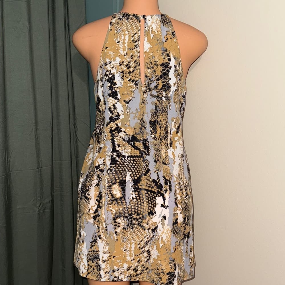 fab'rik Snake Print Mini Dress in Black, Gold, and Cream - Thumbnail 2
