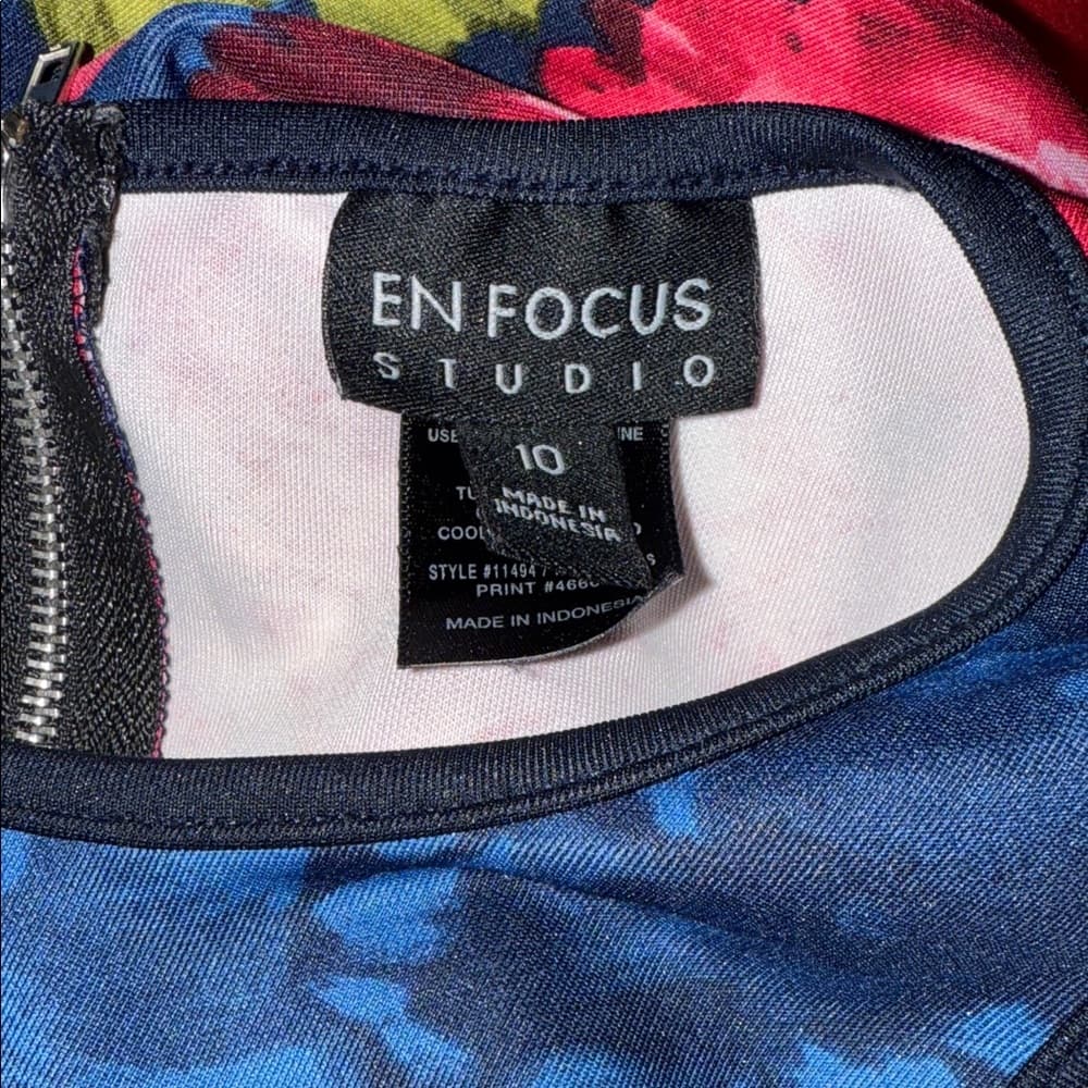 Enfocus Studio Blue and Pink Floral Midi Dress - Thumbnail 3