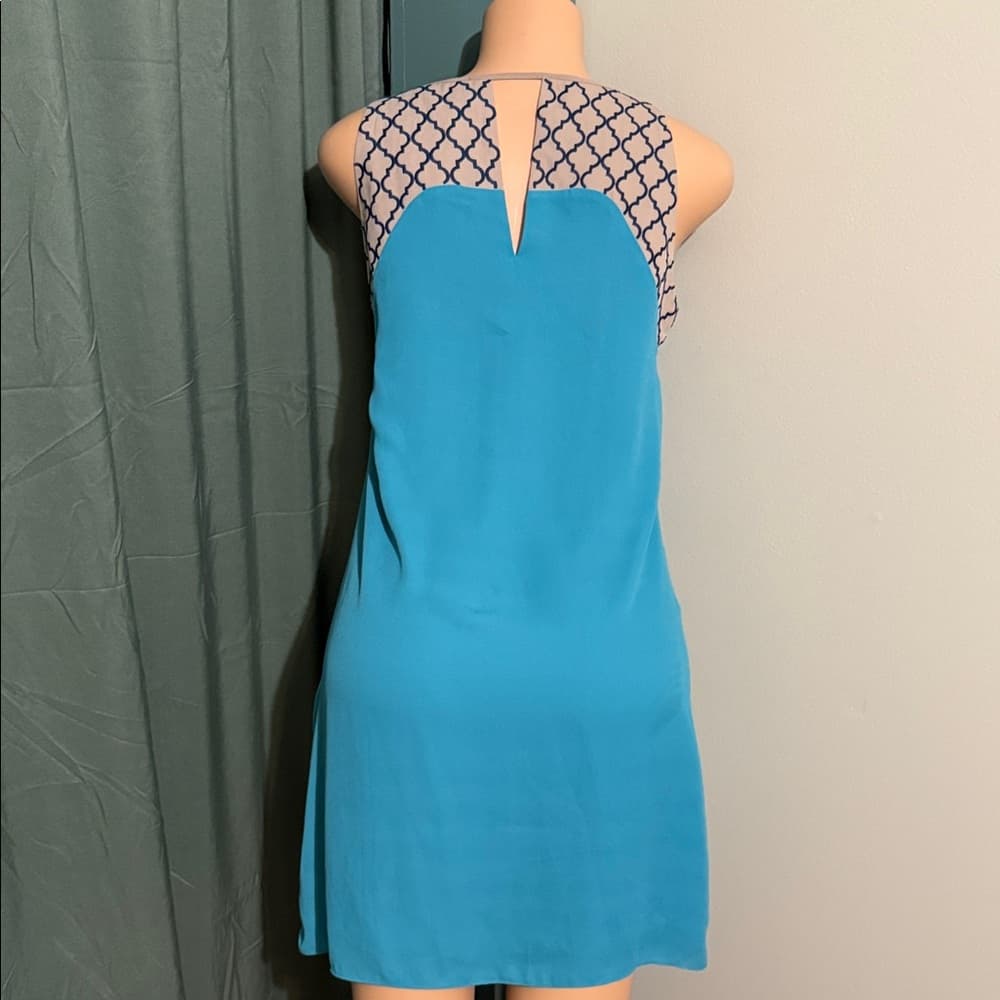 THML Teal Mini Dress with Geometric Straps - Thumbnail 2