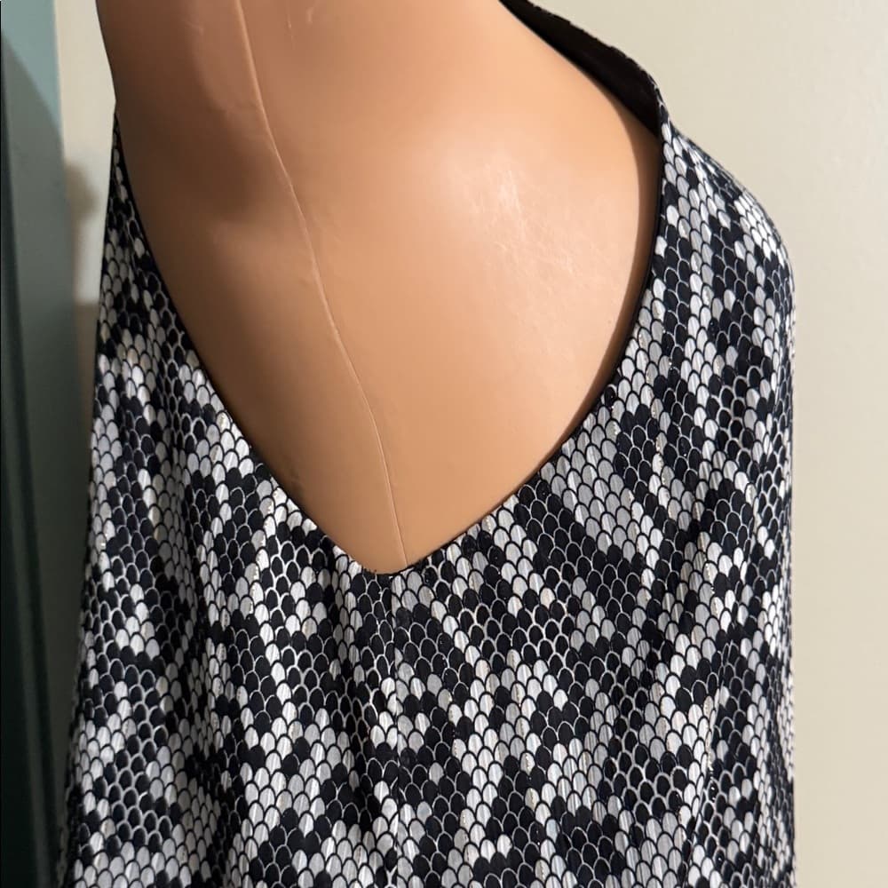 Monochrome Halter Mini Dress - Thumbnail 2