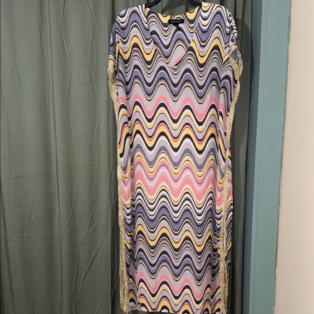 Ashley Stewart Vibrant Wave Dress in Yellow and Black - Thumbnail 5