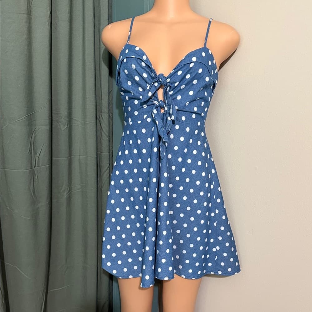 DO+BE Blue Polka Dot Mini Dress - Thumbnail 5