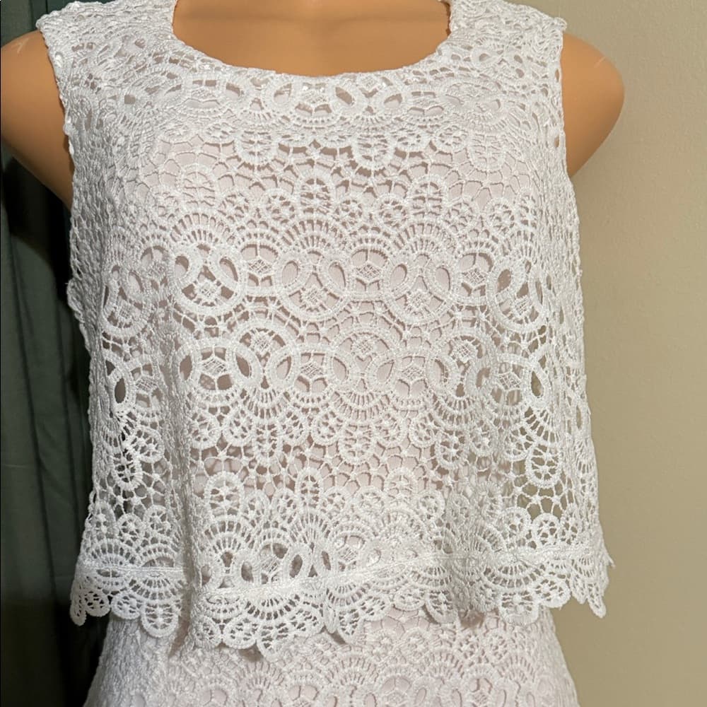 My Michelle White Lace Mini Dress - Thumbnail 2