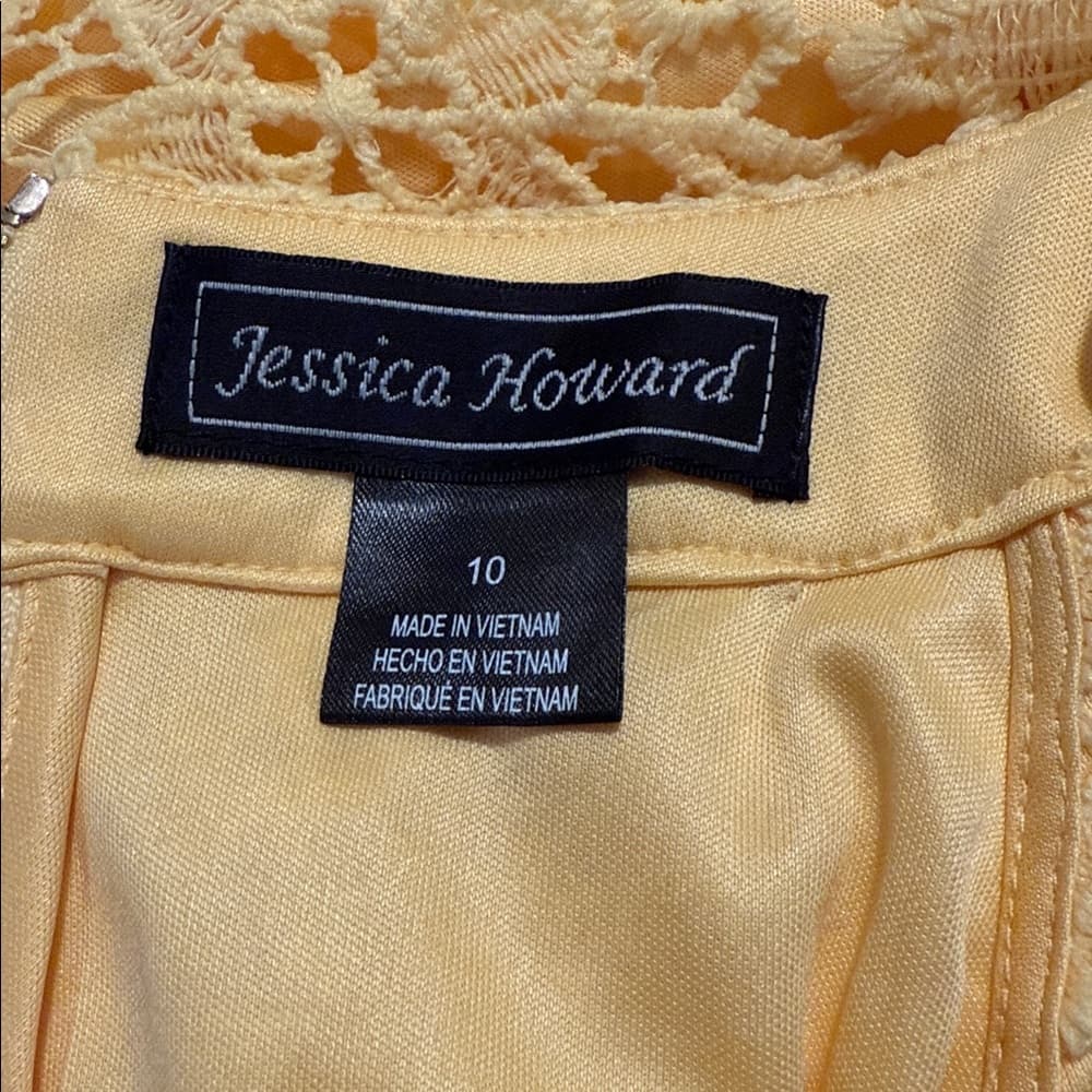 Bright Yellow Jessica Howard Lace Dress - Size 10 - Thumbnail 3