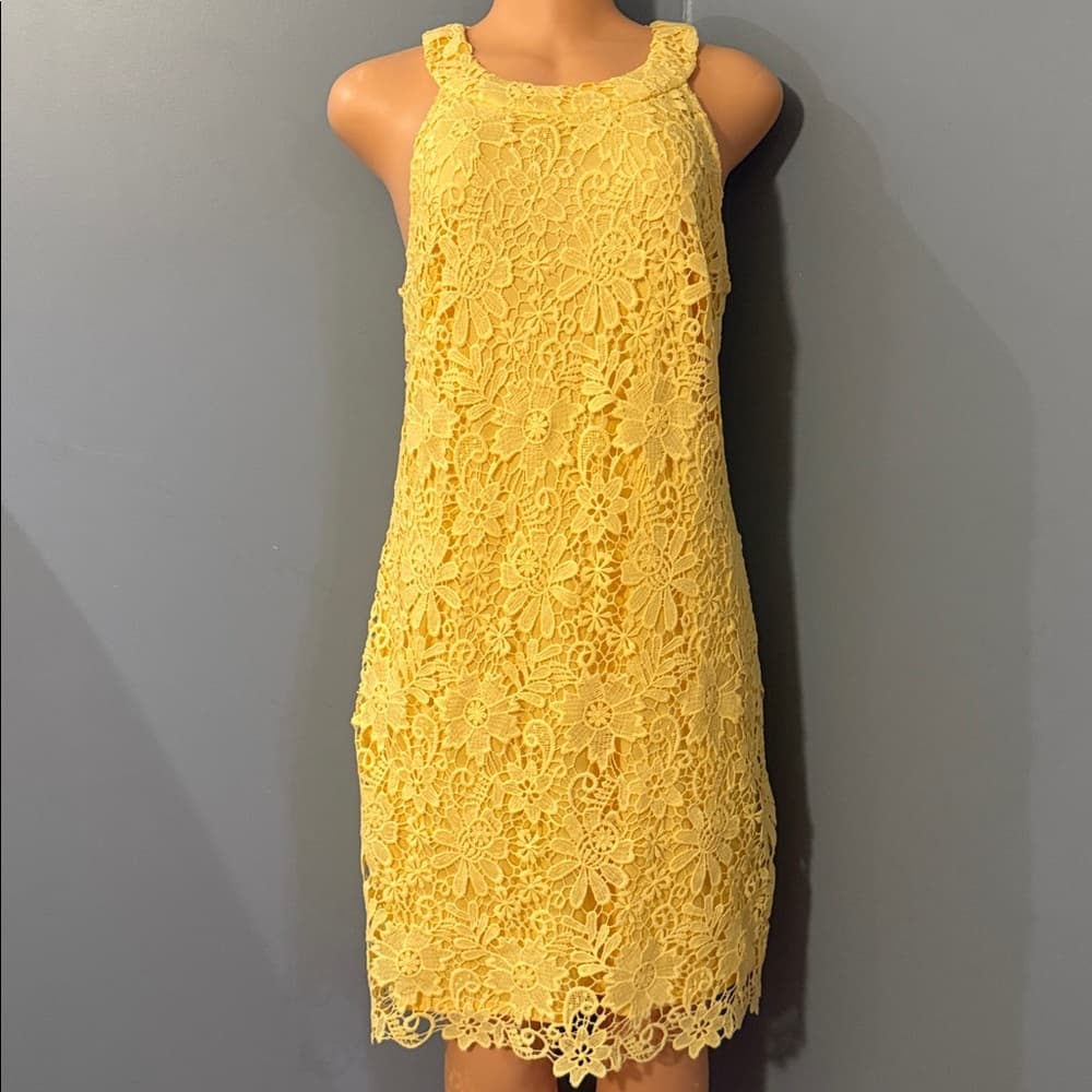 Bright Yellow Jessica Howard Lace Dress - Size 10 - Thumbnail 7