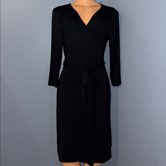 Elegant Banana Republic Black Wrap Dress -Size medium - Thumbnail 6