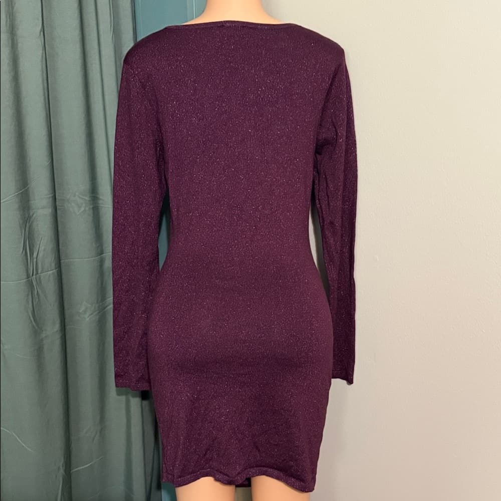 Elegant Purple Long Sleeve Dress - Thumbnail 2