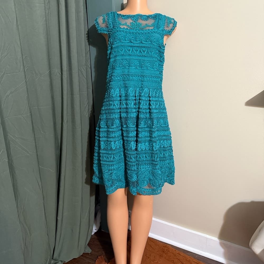Yoana Baraschi Turquoise Lace Dress - Thumbnail 4