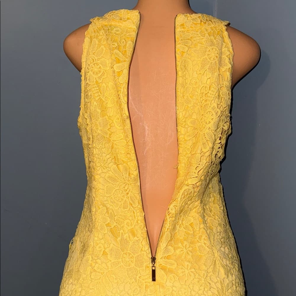 Bright Yellow Jessica Howard Lace Dress - Size 10 - Thumbnail 6