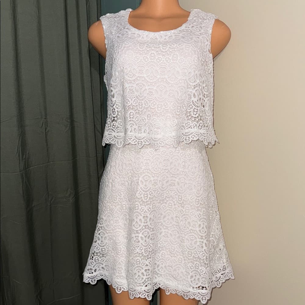 My Michelle White Lace Mini Dress - Thumbnail 8