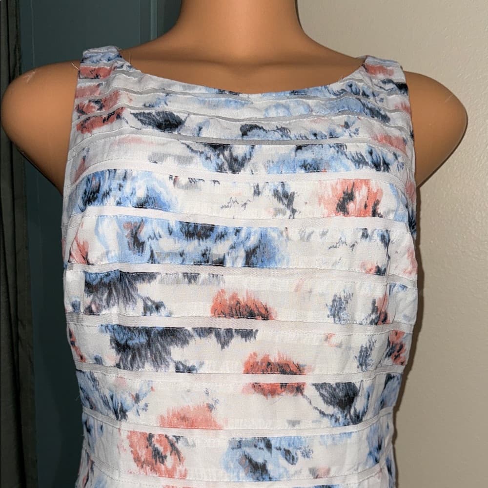 Ann Taylor Floral Mini Dress - Blue and Pink - Thumbnail 2