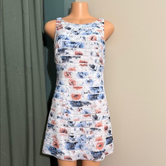 Ann Taylor Floral Mini Dress - Blue and Pink - Thumbnail 6
